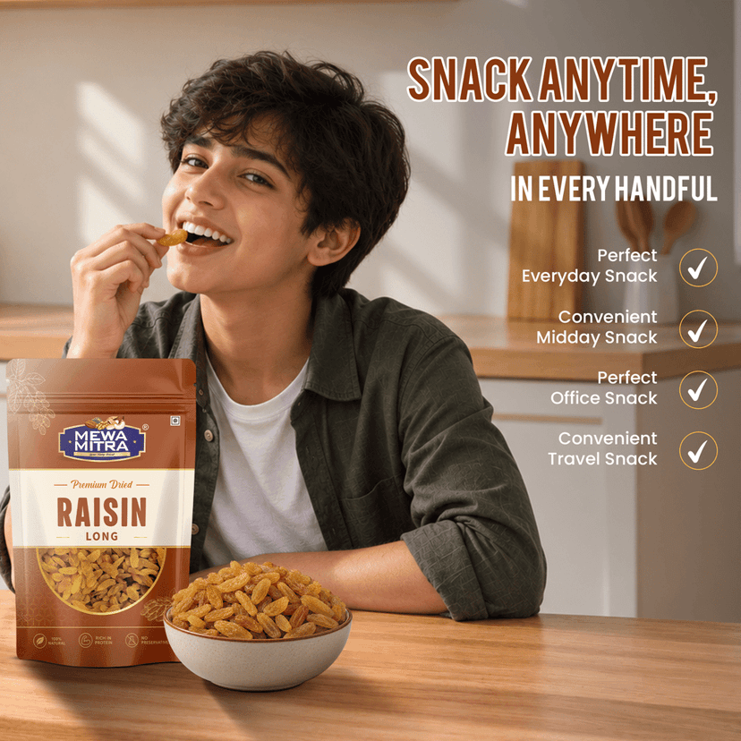 MewaMitra Premium Long Raisins 250g | Long Kishmish | Naturally Sweet Dry Fruits view 4