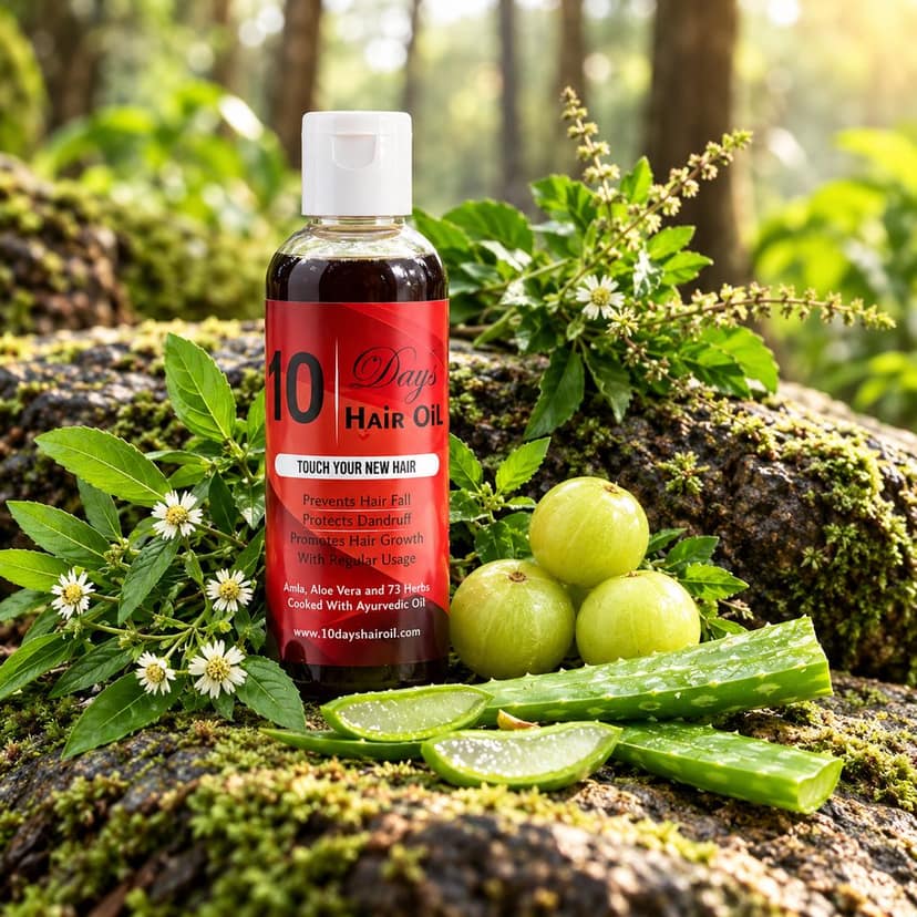 10 Days Hair Oil (Pack of 3 - 300ml) – Ayurvedic Hair Regrowth & Anti-Hair Fall Treatment with 76 Herbs view 7