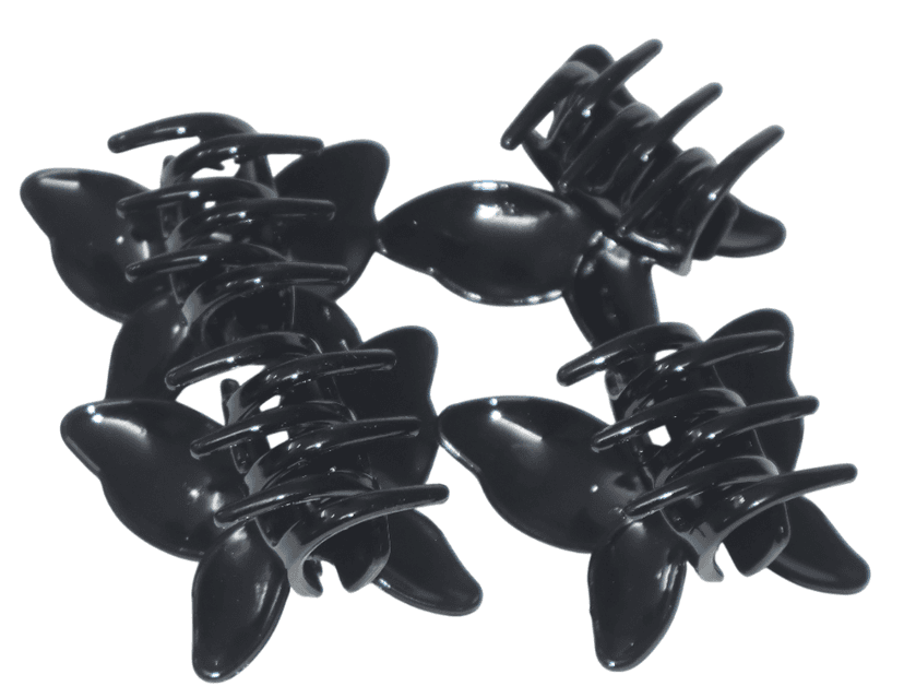 Black Butterfly Mini Hair Claw Clips for Women & Girls (Pack of 4) view 2