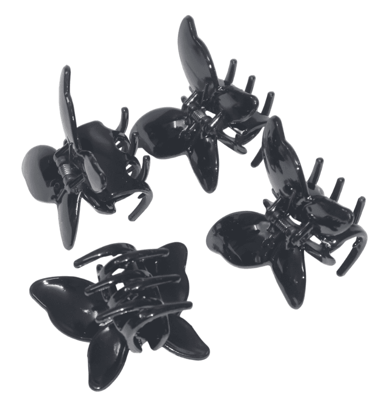 Black Butterfly Mini Hair Claw Clips for Women & Girls (Pack of 4) view 3