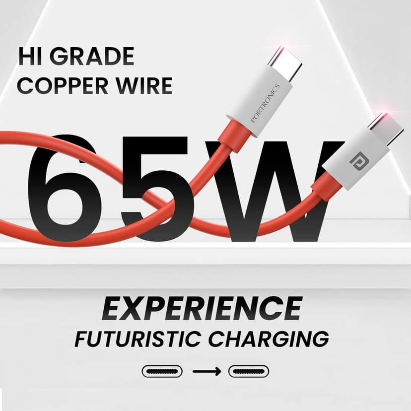 Portronics Konnect Dash Max High Grade Copper Cable, 1 M Length, Universal PD Type-C charging view 3