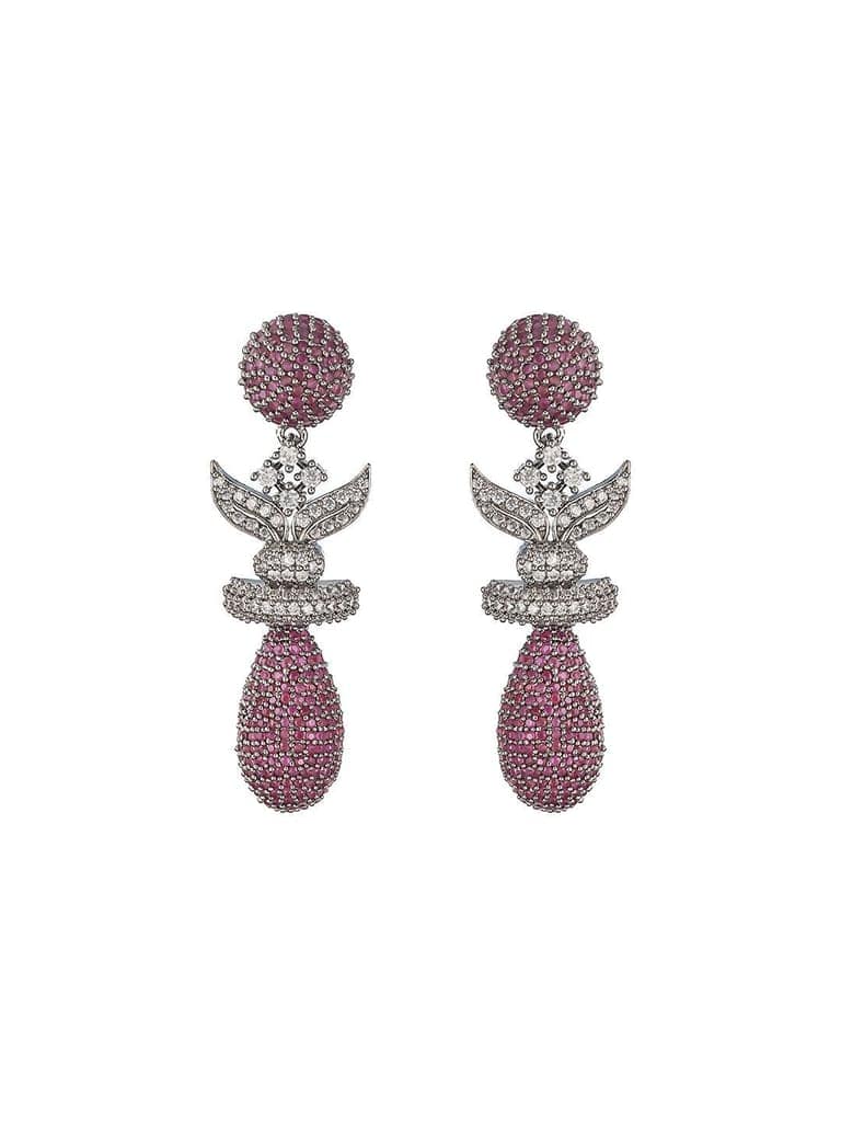 Red Ruby Studded Statement Oval Drop Earring view 4