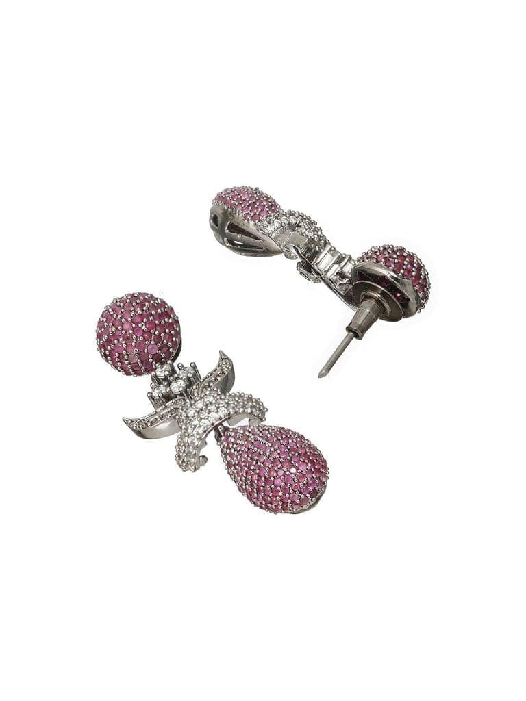 Red Ruby Studded Statement Oval Drop Earring view 5
