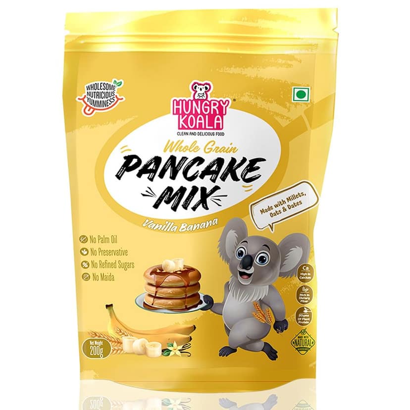 HUNGRY KOALA Pancake Nutritious & Healthy Instant Ready To Eat Mix With No Refined sugar No Maida No preservatives For Kids Pack Of 200 Gram