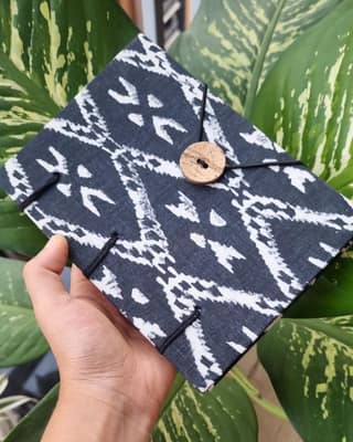 Handcrafted Navy Blue Floral Print Diary Book