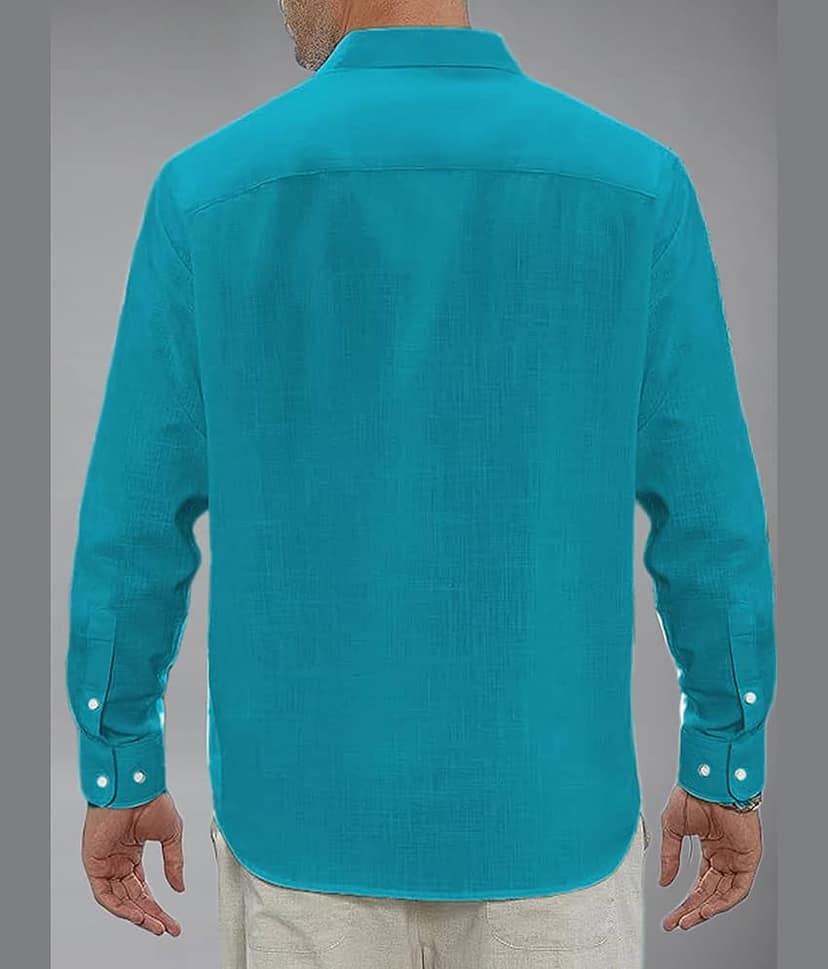 Yugnik Cotton Blend Slim Fit Full Sleeves Men's Formal Shirt - Turquoise ( Pack of 1 ) view 2
