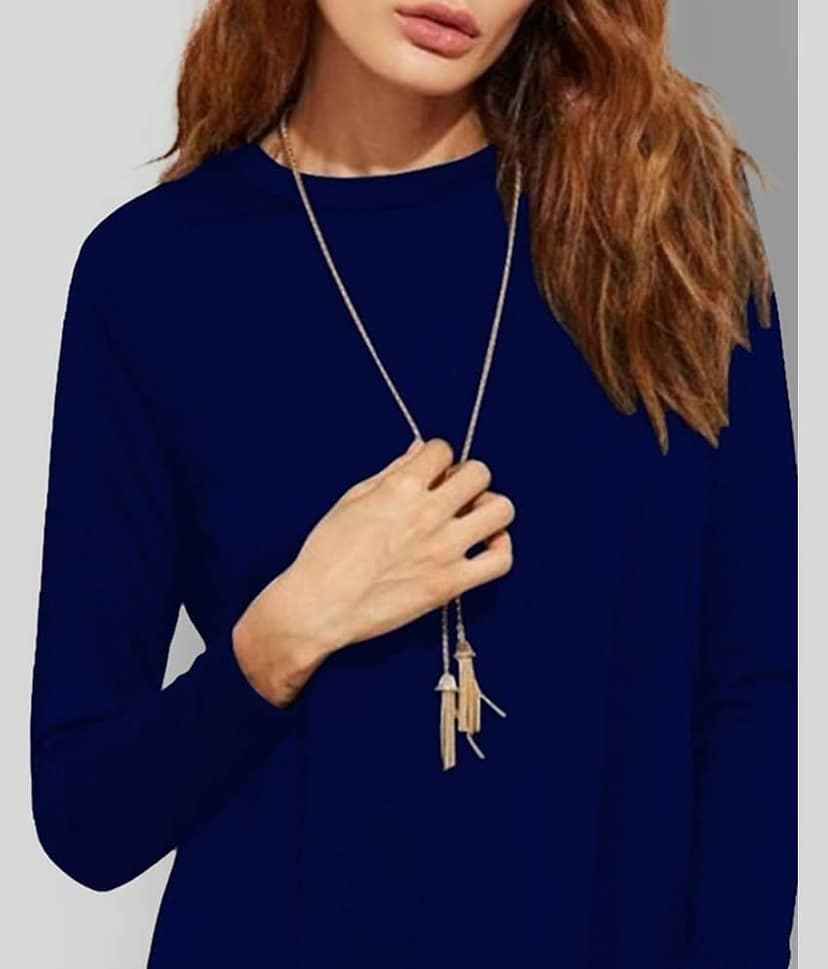 Dream Beauty Fashion Women's Cotton Blend Asymmetrical Top ( Navy Blue ) view 2