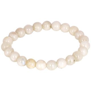 KESAR ZEMS Natural Off White Moon Stone Stretchable Bracelet Wrist Stylish Band For Unisex 10 x 2 x 1 CM Off White.