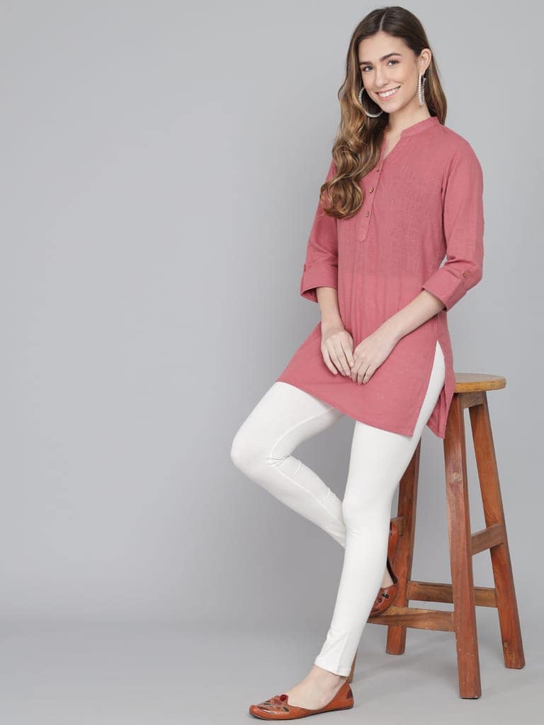 SOFT COLORS Women's Skinny Fit Ethnic Wear Ankle Length Leggings (Off White ) view 6