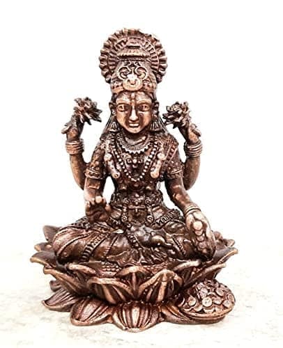 Searchers Paradise - Copper Idols Mahalakshmi ,2 inches, Copper Handmade 145 Grams, Patina Antique Finish, Pack of 1 Piece