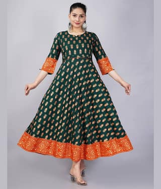 Mishree Collection - Blue Rayon Women's Anarkali Kurti ( Pack of 1 )