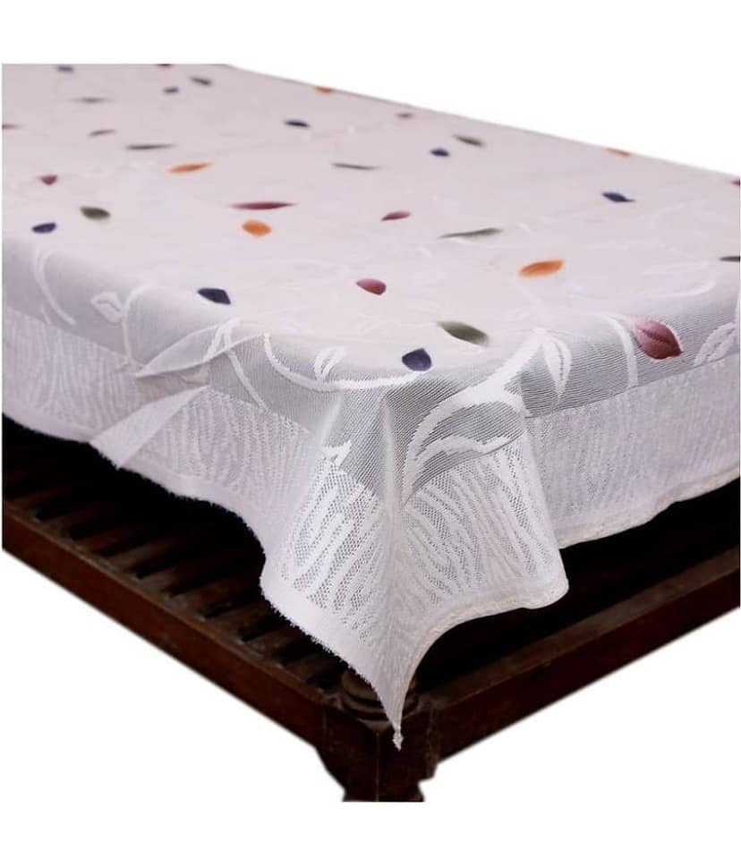 Cotton Jacquard 4 Seater Rectangular Centre Table Cover Table Cover (152x101 cm)-white
