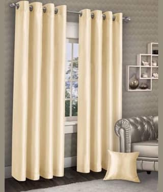N2C Home Solid Semi-Transparent Eyelet Curtain 7 ft ( Pack of 2 ) - Cream