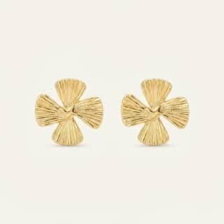 Gold Textured Flower Studs | Gold-Tone Anti-Tarnish Imitation Jewellery