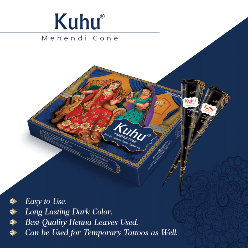 Kuhu Natural Henna-Based Mehendi Cones Set view 7
