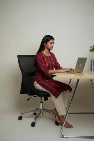 Handwoven Sambalpuri Cotton Kurti in Red with Bandha Tie-Dye