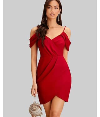Addyvero Women Cotton Blend Solid Bodycon Dress ( Black )