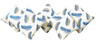 Omkar by R3 Inc. Tuxtured Cushion Cover with Print (set of 5) 16x16 inch | Leaf Print