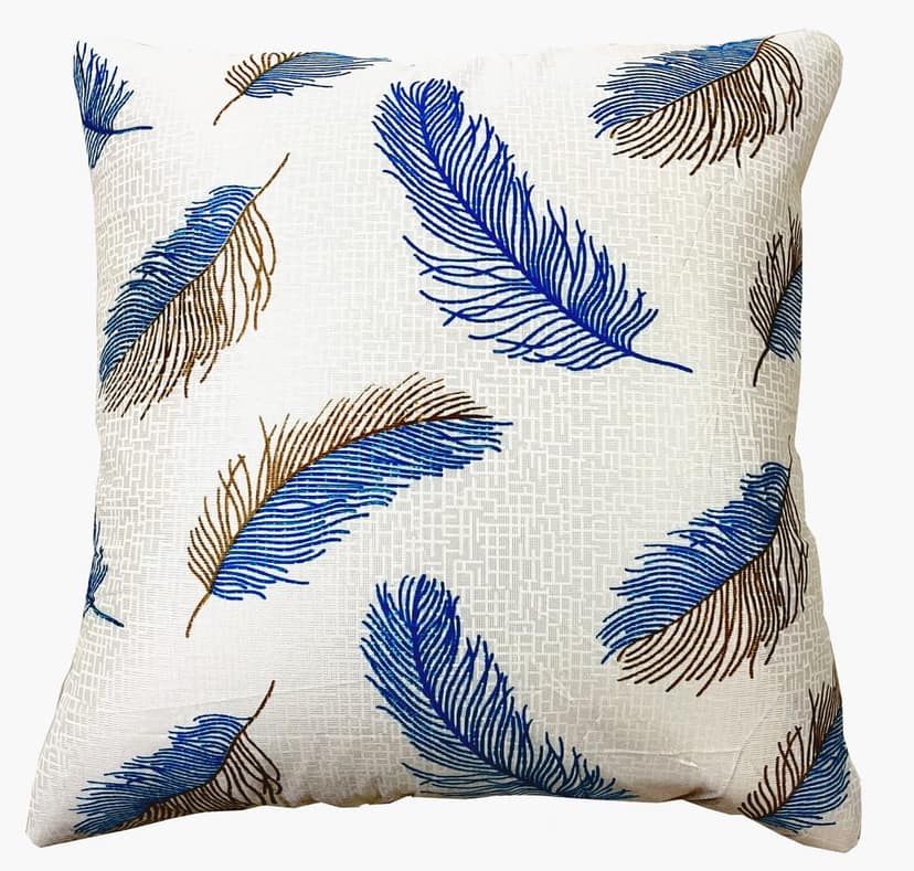 Omkar by R3 Inc. Tuxtured Cushion Cover with Print (set of 5) 16x16 inch | Leaf Print view 2