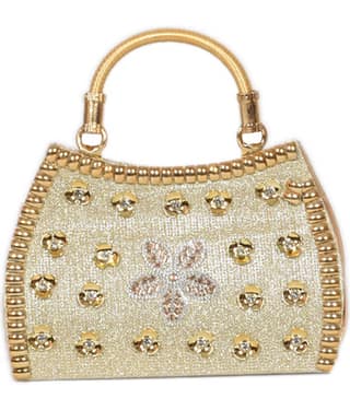 SUNESH CREATION Handheld Bag Fabric Set of 1 ( Silver )