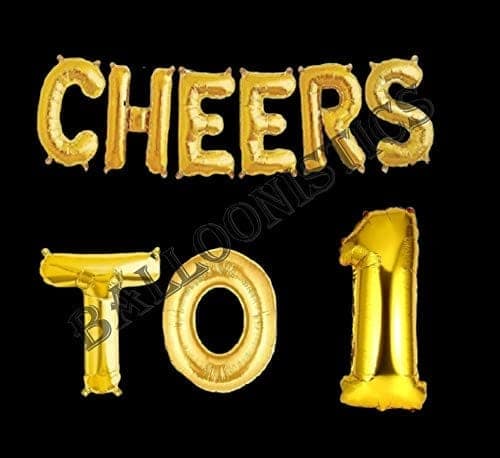 Cheers to One Foil Balloon Combo Number 1 Foil Balloon for Birthday and Anniversary view 2