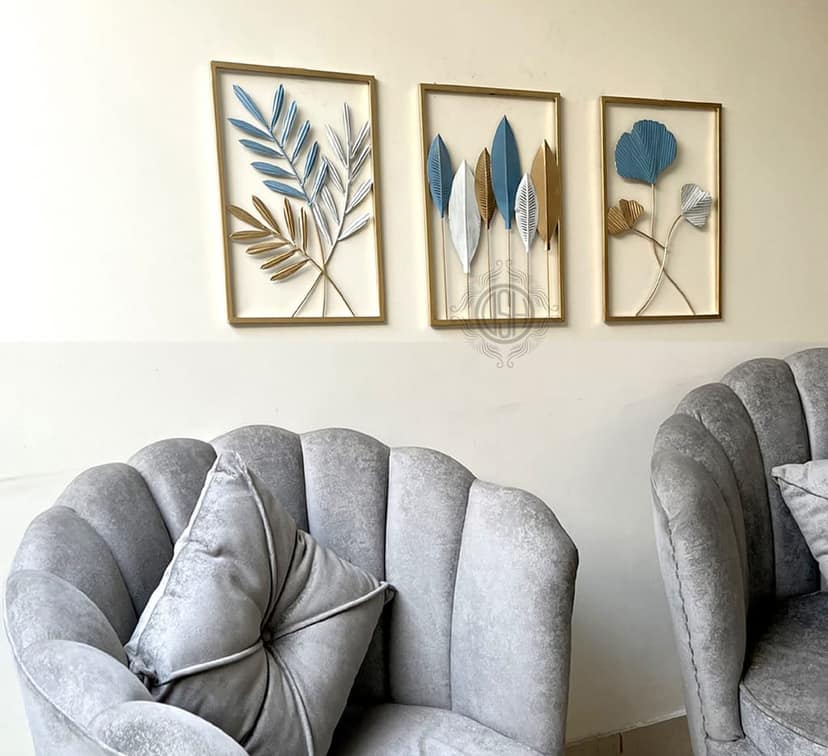 Metal Wall Decor Showpiece For wall Decoration Set of 3 Wall Art Home Decor For Living Room Office Bedroom Hotel. view 2