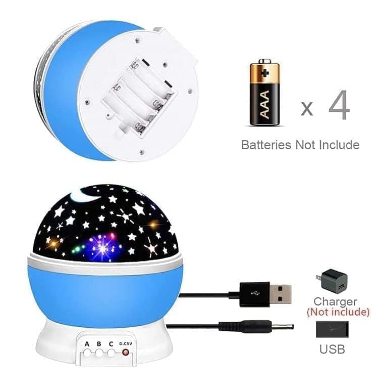 Plastic Star Master Galaxy Night Projector Lamp 360 Rotating Led Starry Light with Moon, Ocean Wave & Astronaut Effects Battery Operated for Bedroom Dcor Gift for All Multicolor view 6