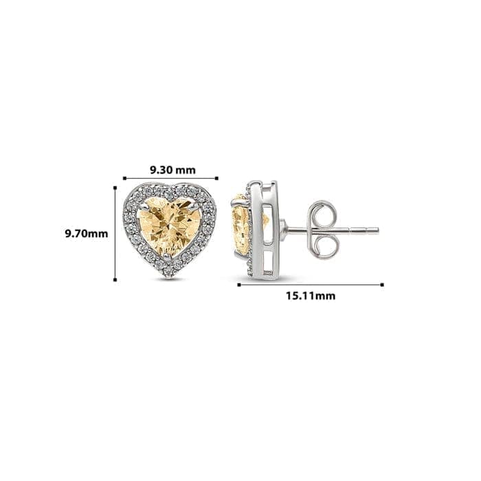 Silver Champagne Crystal Heart Studs view 4