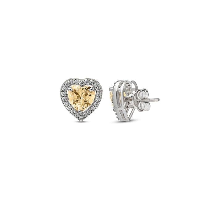 Silver Champagne Crystal Heart Studs view 5