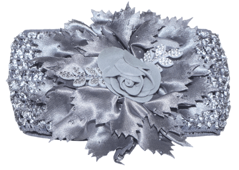Silver Floral Baby Headband - Elegant & Comfortable