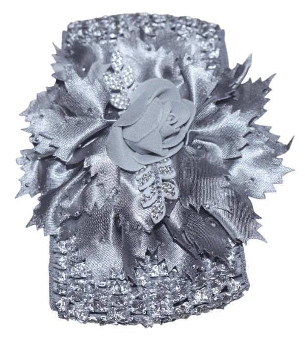 Silver Floral Baby Headband - Elegant & Comfortable view 2