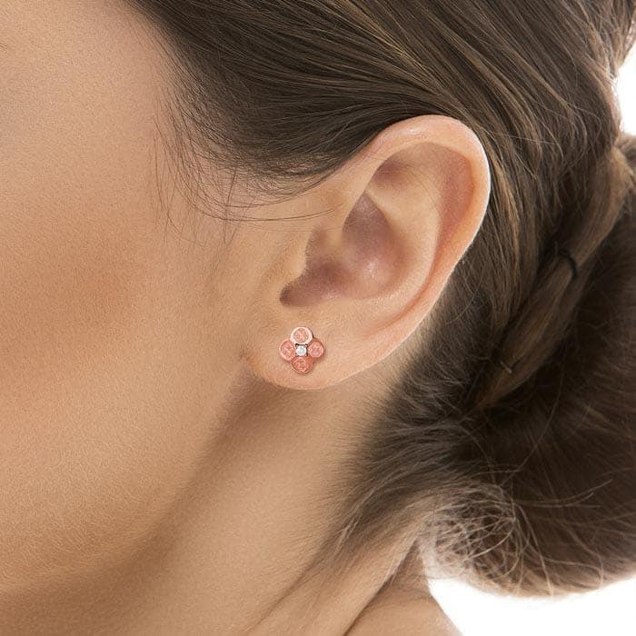 Rose Gold Mini Flower Earrings view 2