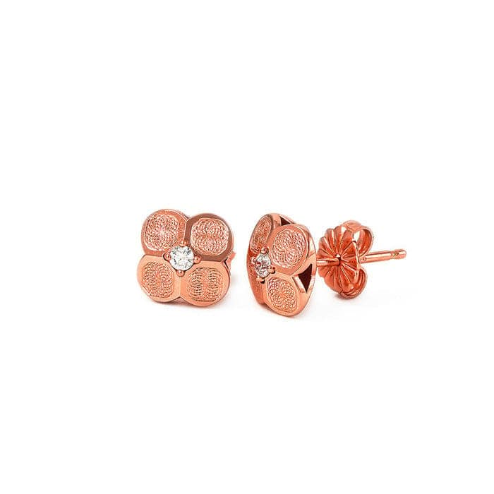 Rose Gold Mini Flower Earrings view 6
