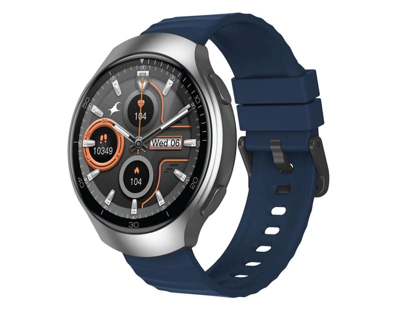 Fastrack VOX CirQ Smart Watch with AI Chat & AI Watchfaces, 1.38 TFT Display, Ripple Design, BT Calling, 24/7 Health Suite, SpO2 - Silver & Blue