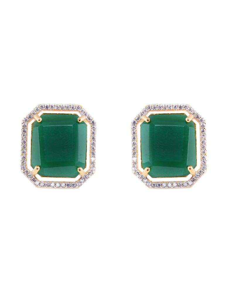 GoldPlated White & Green AD Studded Jewellery Set view 4