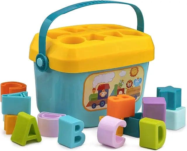 WireScorts Baby and Toddler Plastic First Educational Blocks Shape, Sorter, Colors, ABCD Shape, Toys for 1 Year Old Kids,16 Piece view 3