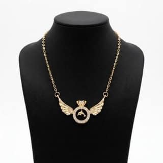 Angel Wing Dolphin Ring Pendant Necklace | Gold-Tone Anti-Tarnish Imitation Jewellery