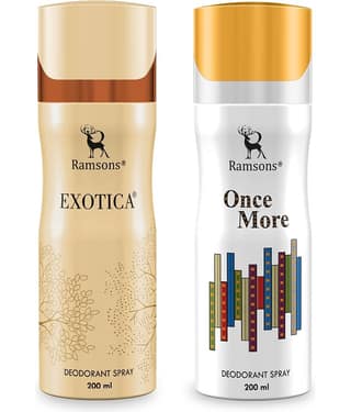 Ramsons - EXOTICA & ONCE MORE Deodorant Spray for Unisex 200ml each ( Pack of 2 )