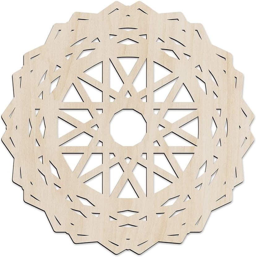 Haoser Mandala Wooden Wall Art, Traditional Star Ornament Polygonal Details, Birch Wood Plywood Rustic Wall Art Accent for Hallway Bedroom Living Room Cafes and Offices (Mandala Design-7_30CM)
