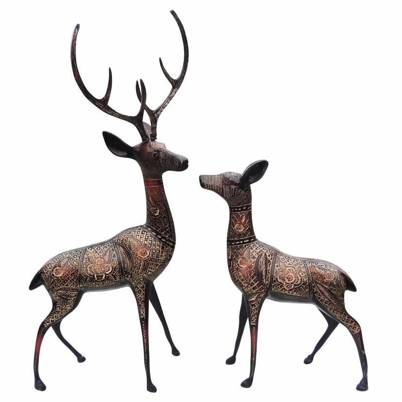 Royal Brass Deer Pair Showpiece for Luxury Interior Decor, Height : 20.5 Inch (ANMAS053 B) view 2
