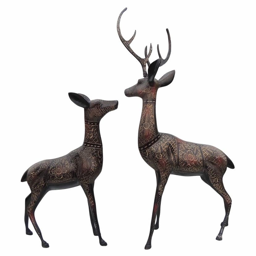 Royal Brass Deer Pair Showpiece for Luxury Interior Decor, Height : 20.5 Inch (ANMAS053 B) view 3