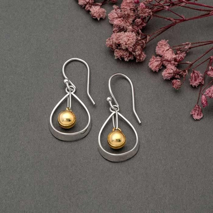 18k Gold Plated Two Tone Silver Starburst Earrings view 3