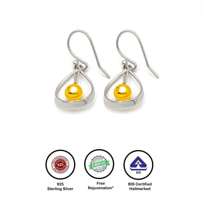 18k Gold Plated Two Tone Silver Starburst Earrings view 6
