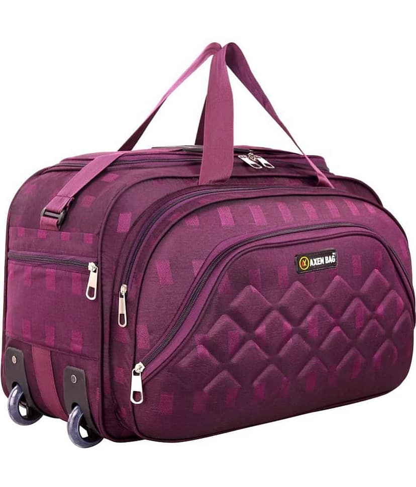 AXEN BAGS - Brown Polyester Duffle Trolley view 2