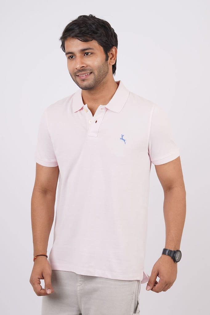 Men's Lt.Pink Embroidery Polo T-Shirt view 4