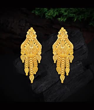 LUV FASHION Golden Drop Earrings ( Pack of 1 )