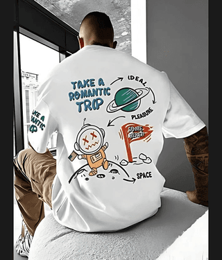 CrazyBee Pack of 1 100% Cotton Oversized Fit Men's T-Shirt ( White )