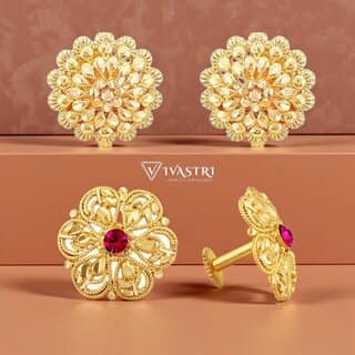 Vivastri Premium Gold Plated Alloy Stud Earrings Combo for Women & Girls Pack of 2