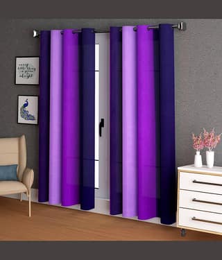 N2C Home - Brown Polyester Colorblock Window Curtain ( Pack of 2 )