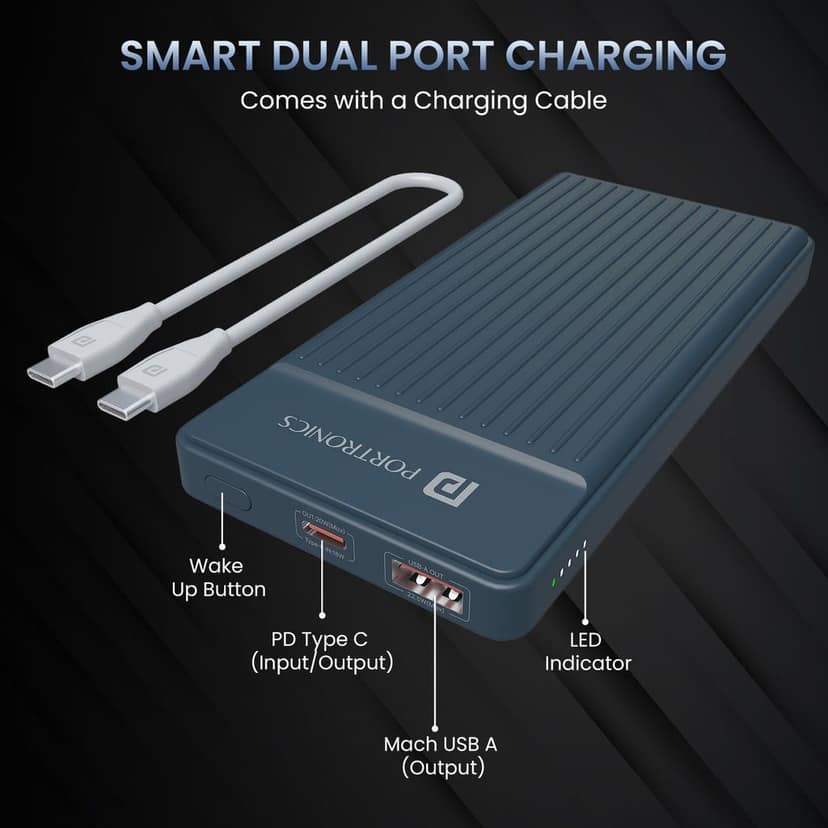 Portronics Luxcell B 10K 10000 mAh power bank view 2